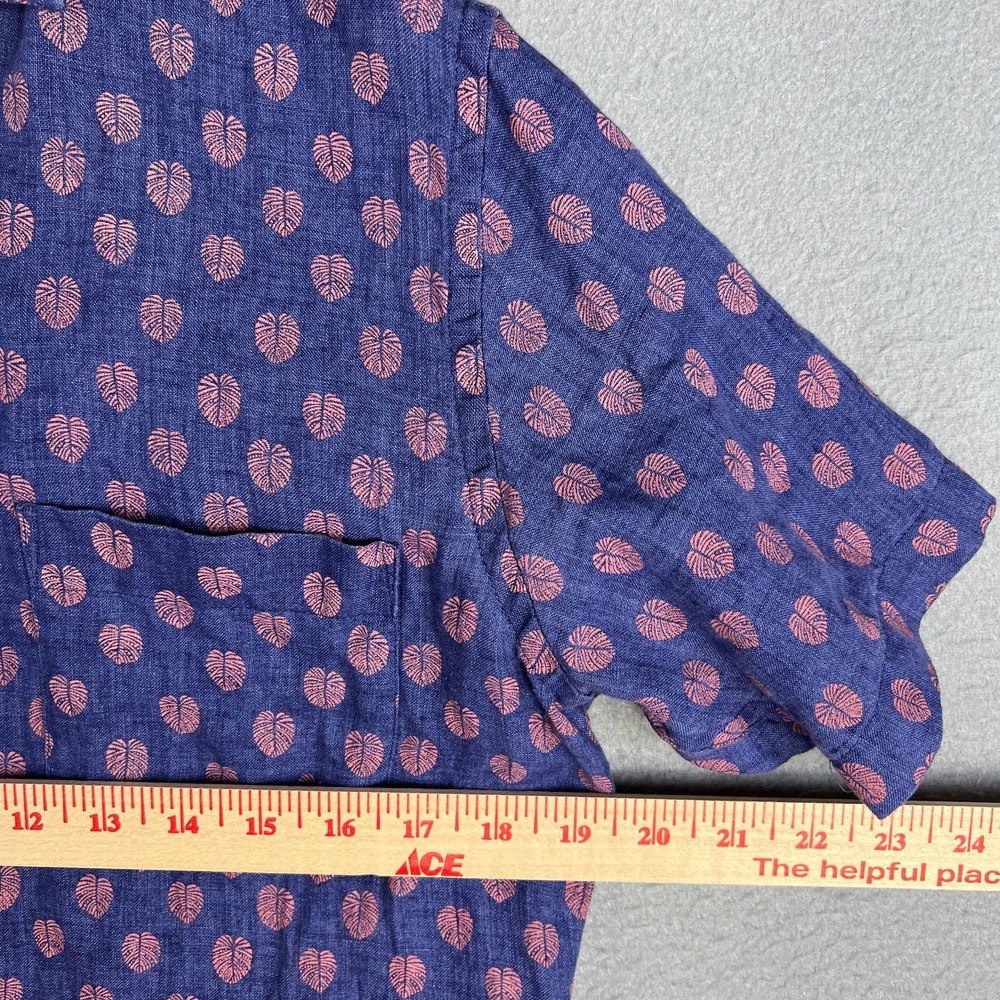 Peter Millar Linen Shirt Mens S Seaside Fronds Button Down Casual Beach Summer - Picture 9 of 10